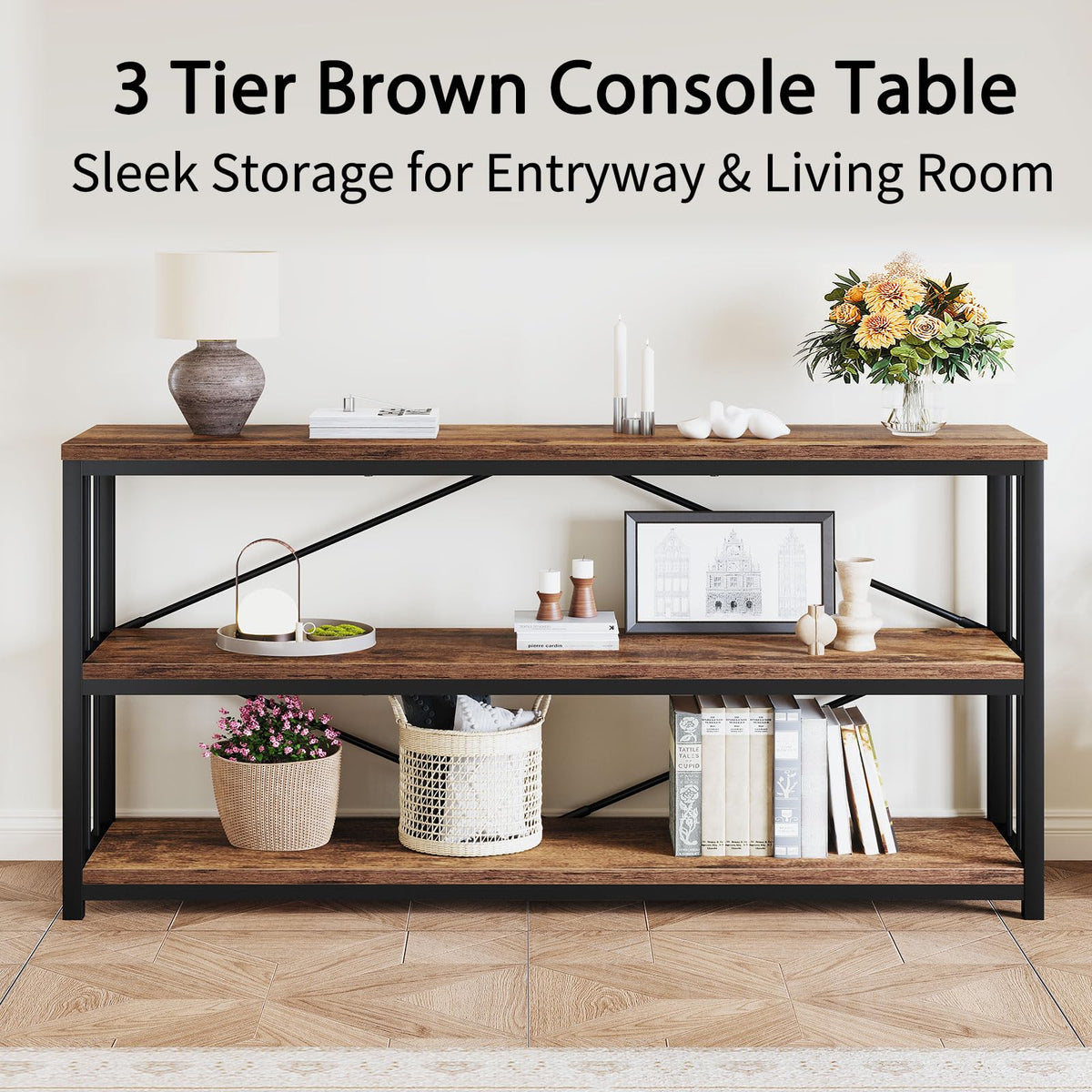 70 Inch Rustic Brown Console Table A150049