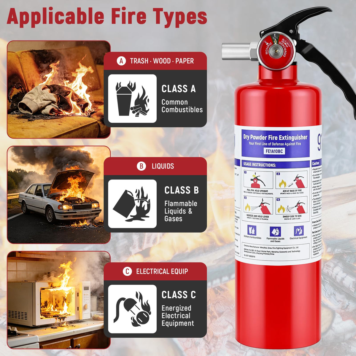 2 Pack 2.5LB ABC Dry Powder Fire Extinguisher J460835