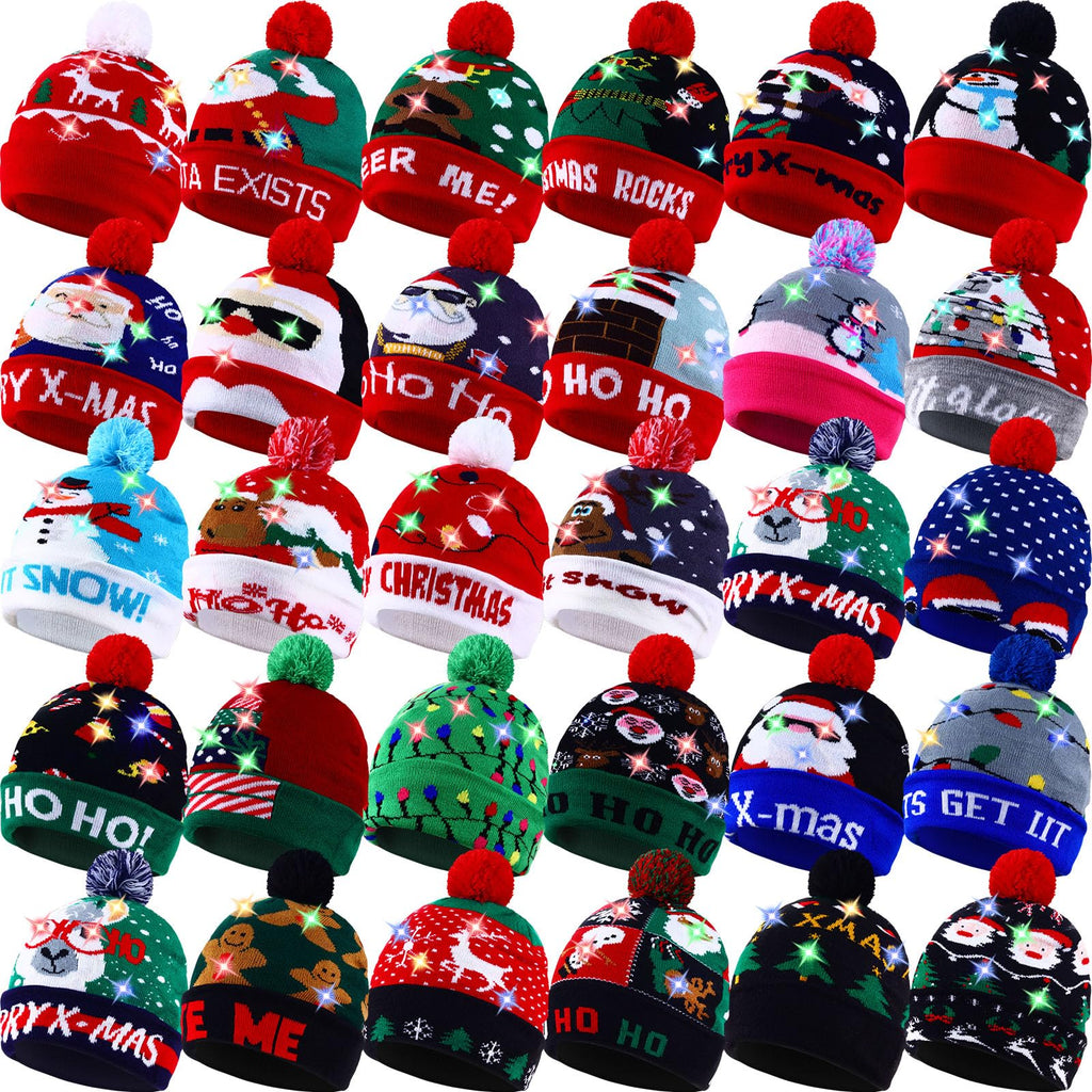 Light Up Christmas Hats Bulk LED Beanies R206