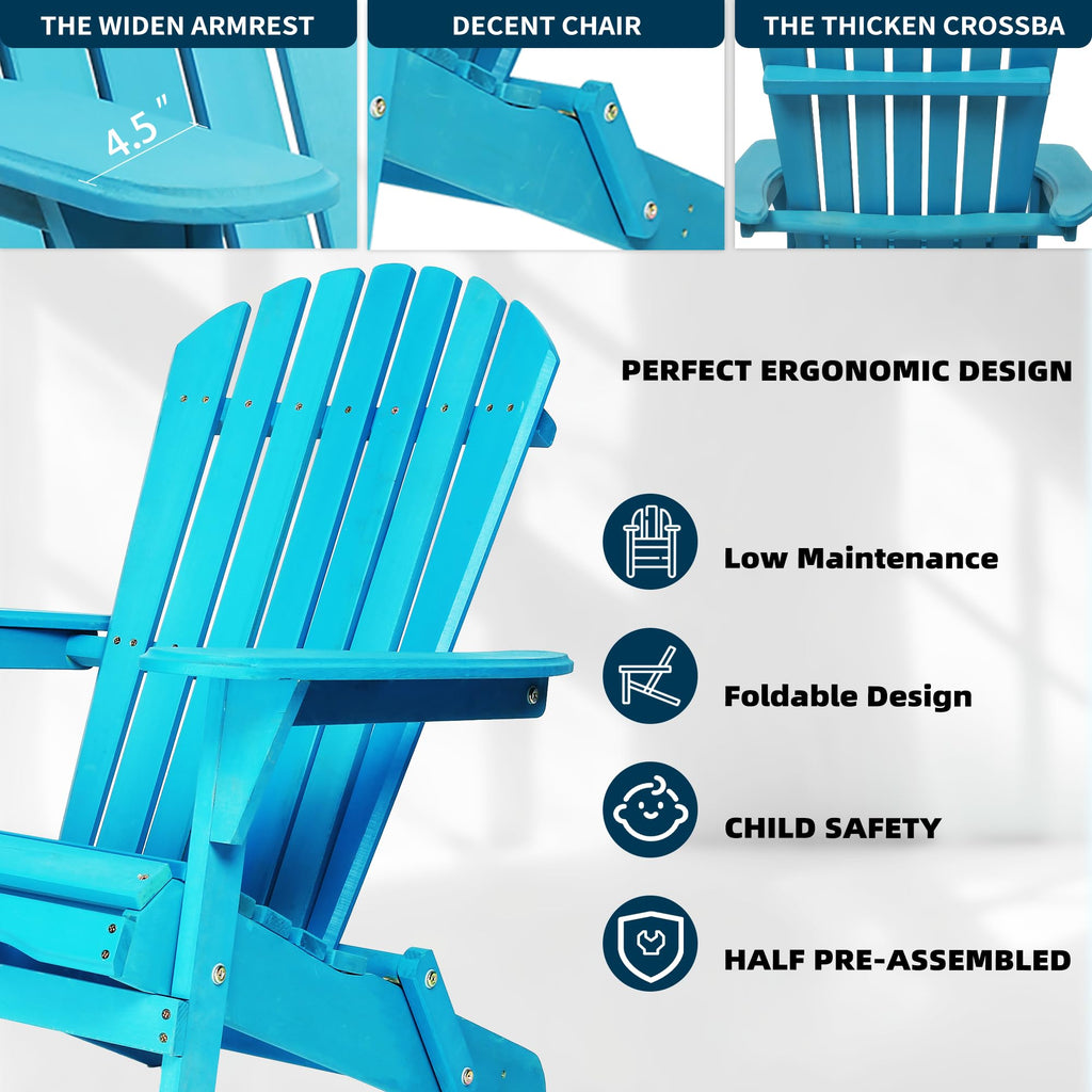 Wooden Folding Adirondack Chair Set of 2 Solid Cedar X95670