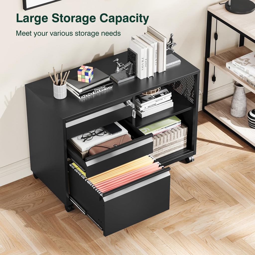 3 Drawer Metal File Cabinet with Lock and Shelves R314561