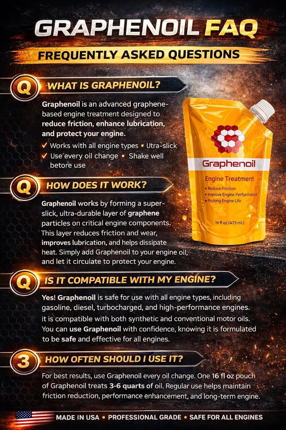 Graphene Engine Treatment, Pack of 6 – 16 oz Pouches V3073