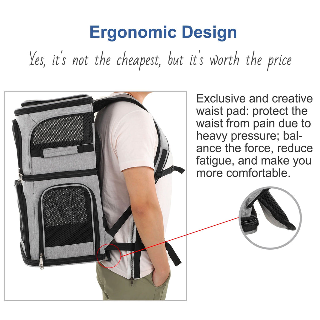 Expandable Cat Backpack Carrier for 2 Cats, 7 Windows, Foldable A82932