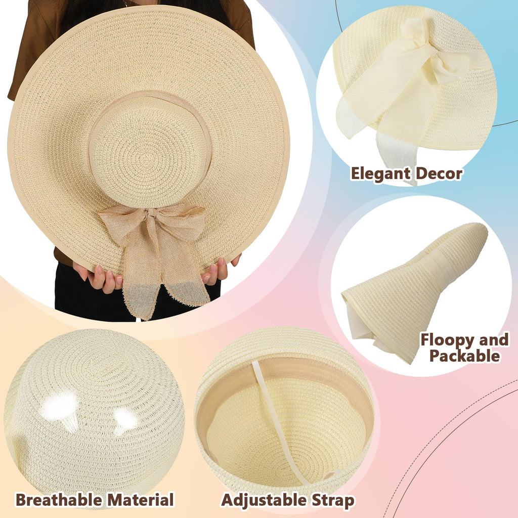 30 Pcs Women's Wide Brim Straw Sun Hat D46491