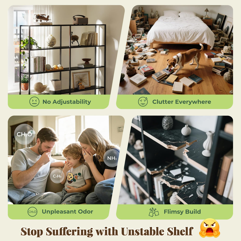 5 Tier Bookshelf with 10 Open Shelves U50430