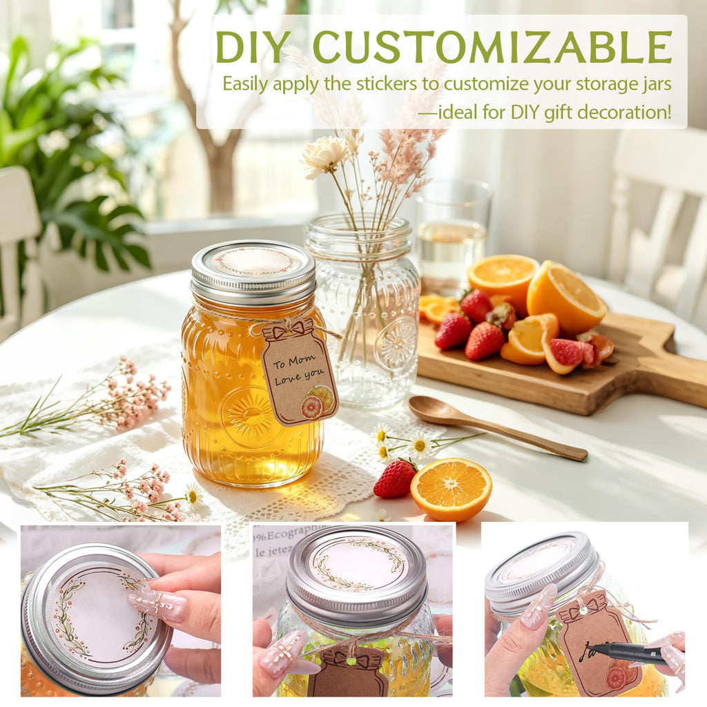 16 oz Embossed Glass Mason Jars 15Pack with Airtight Lids B763578