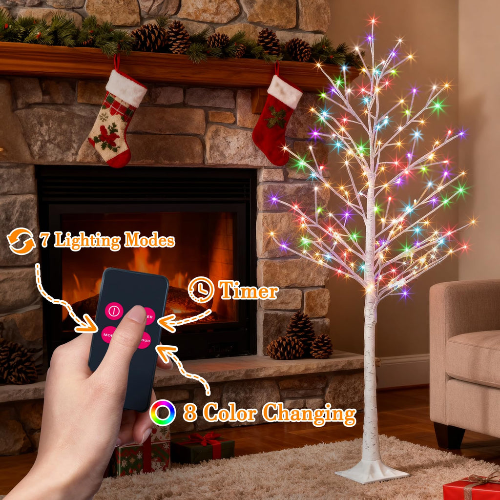 Multicolor Lighted Birch Tree 6FT R2082