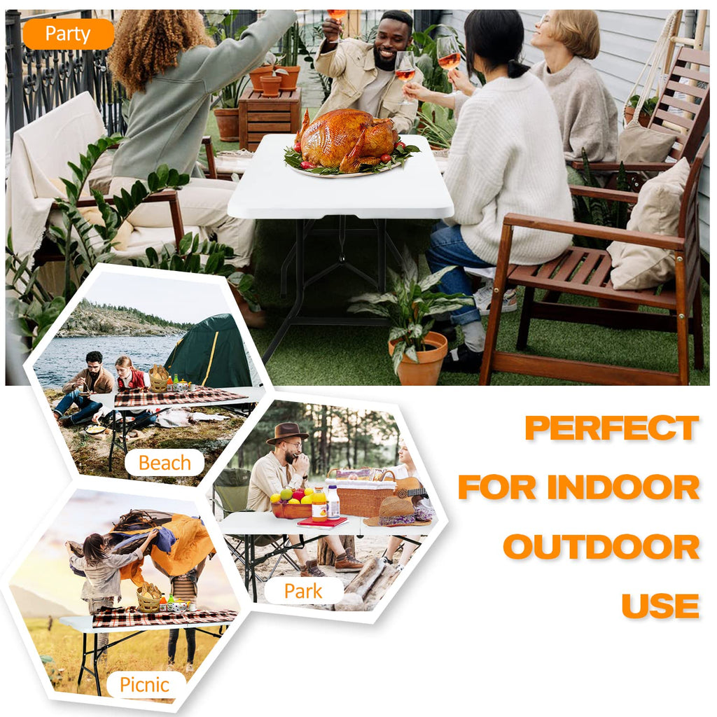 White 6 ft Folding Portable Table 500 lbs Capacity T659132