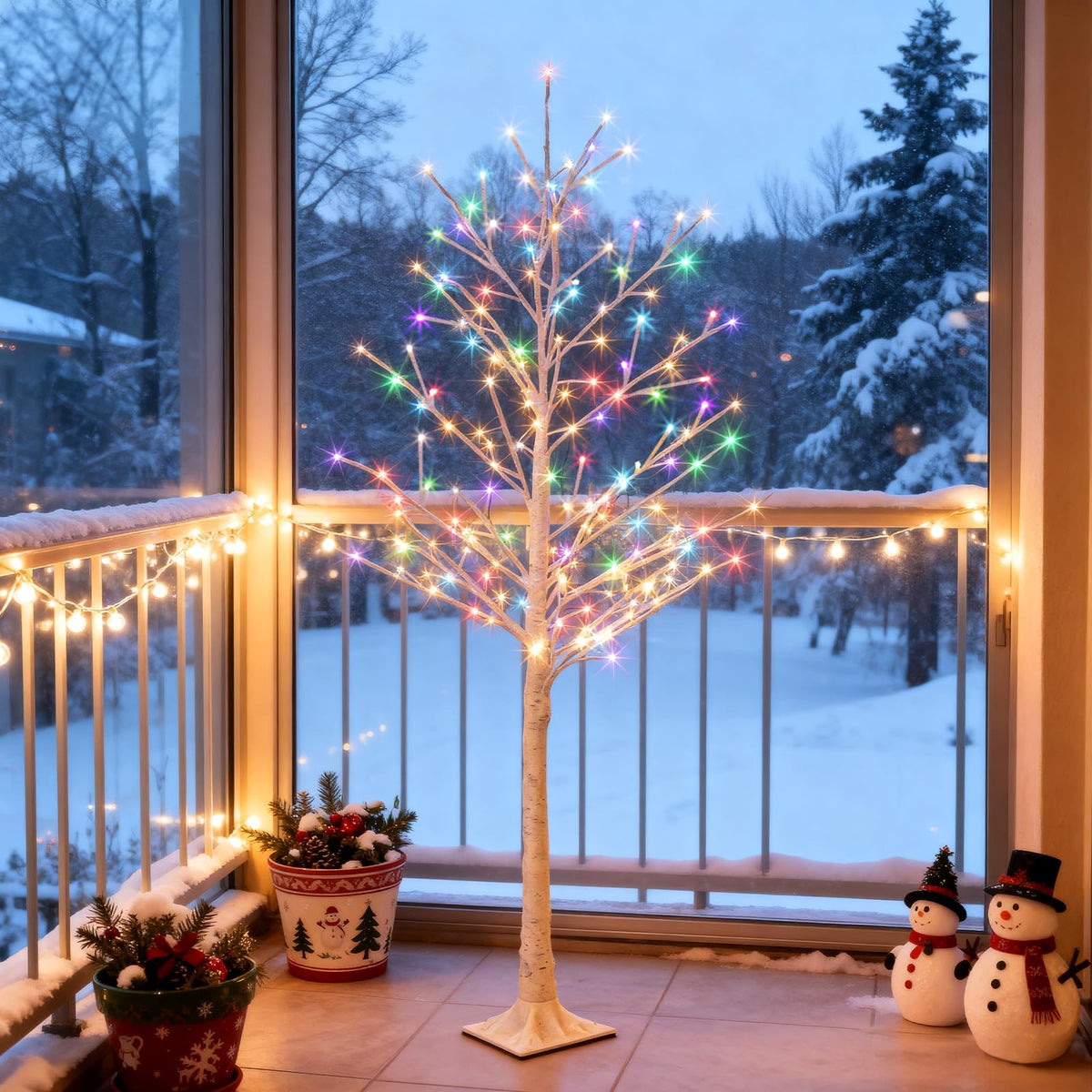 Multicolor Lighted Birch Tree 6FT R2082