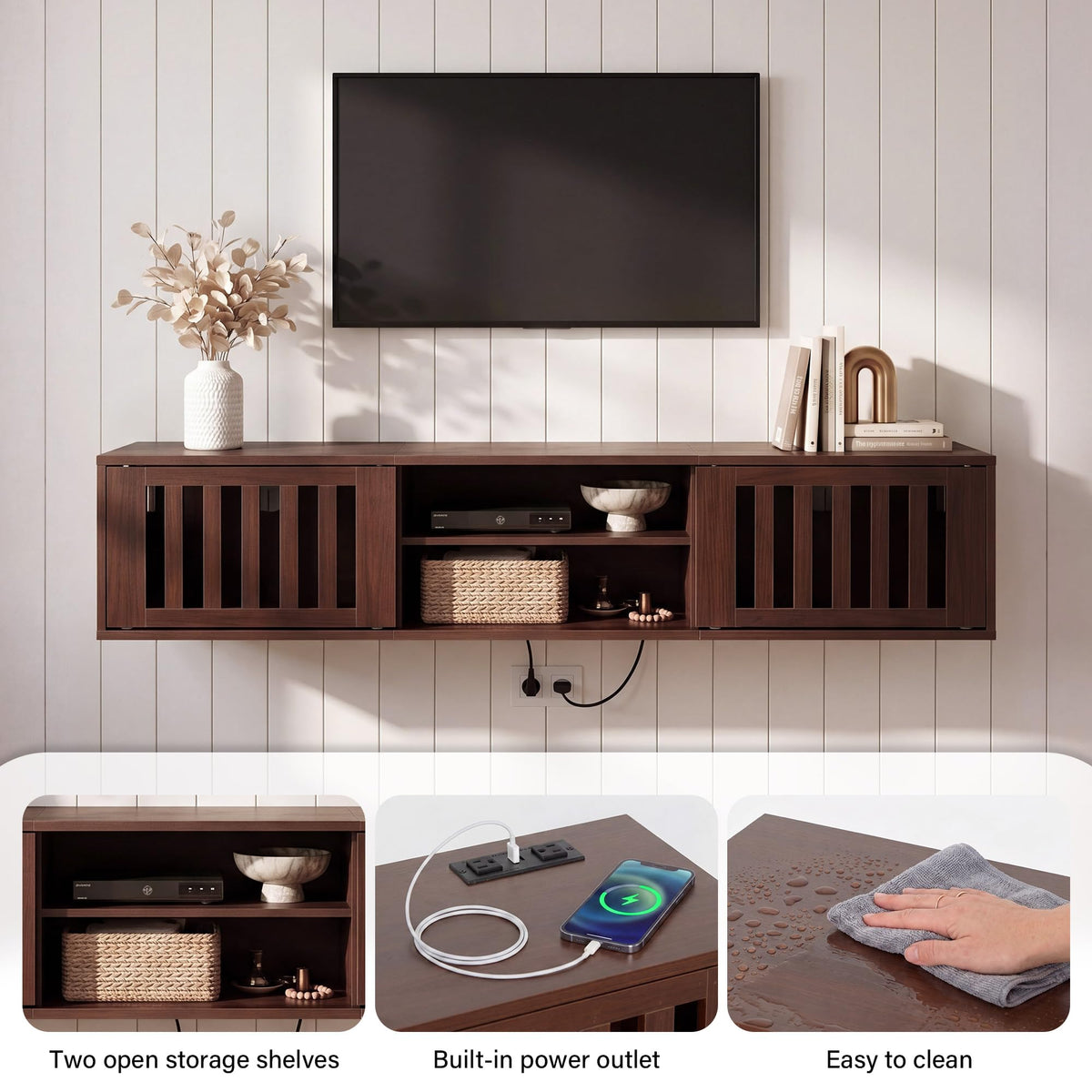 59" Floating TV Stand with Power Outlet N8528