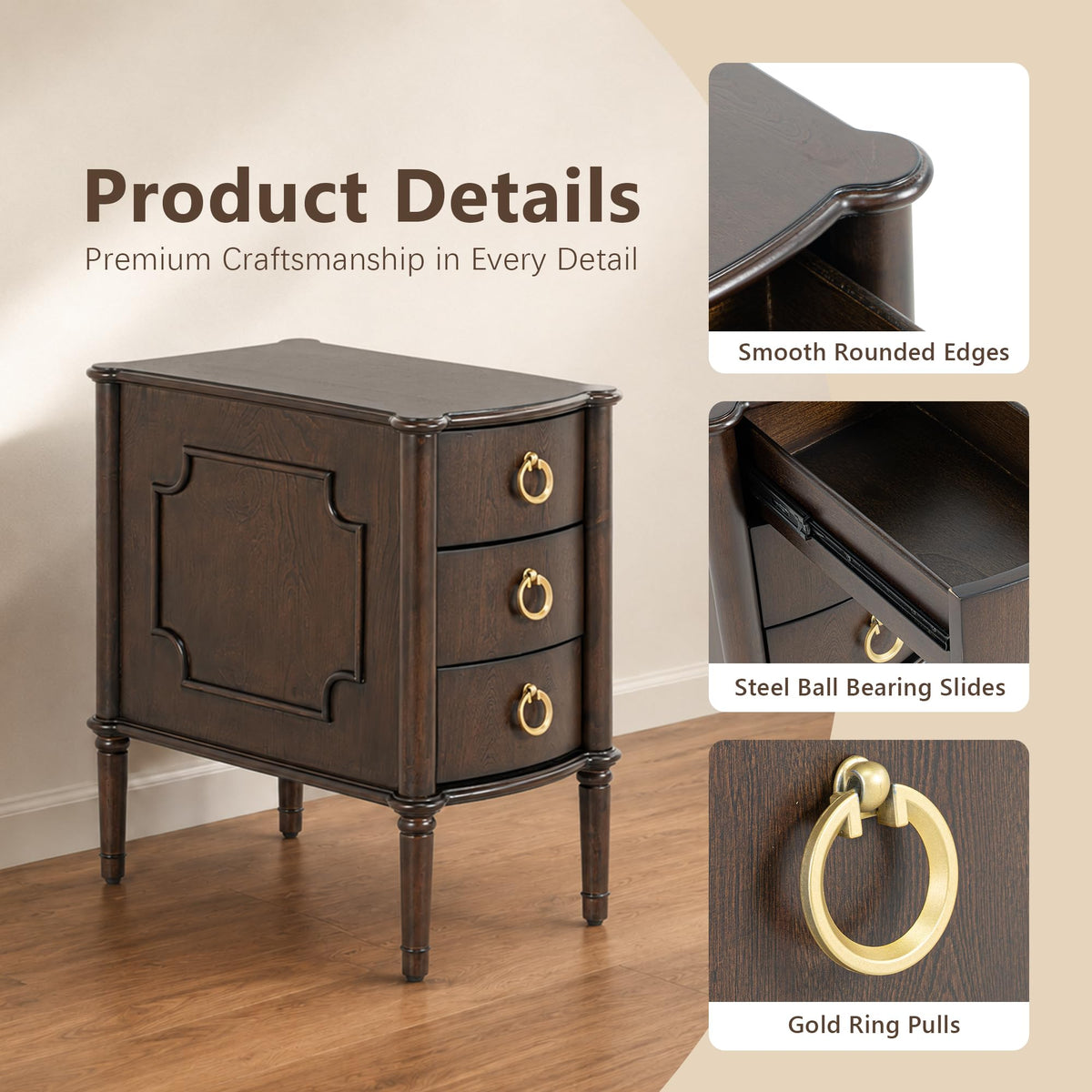 Narrow Wood Nightstands Set of 2 N68261