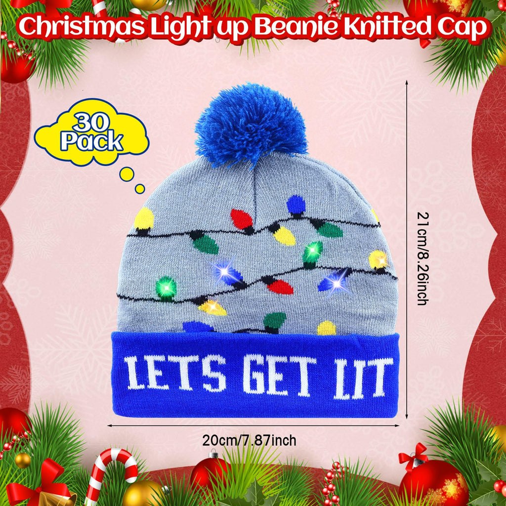 Light Up Christmas Hats Bulk LED Beanies R206