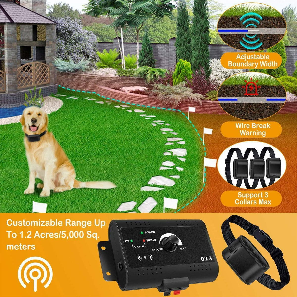 Wireless Electric Dog Fence System, In-ground/Aboveground Pet Containment System Z6116