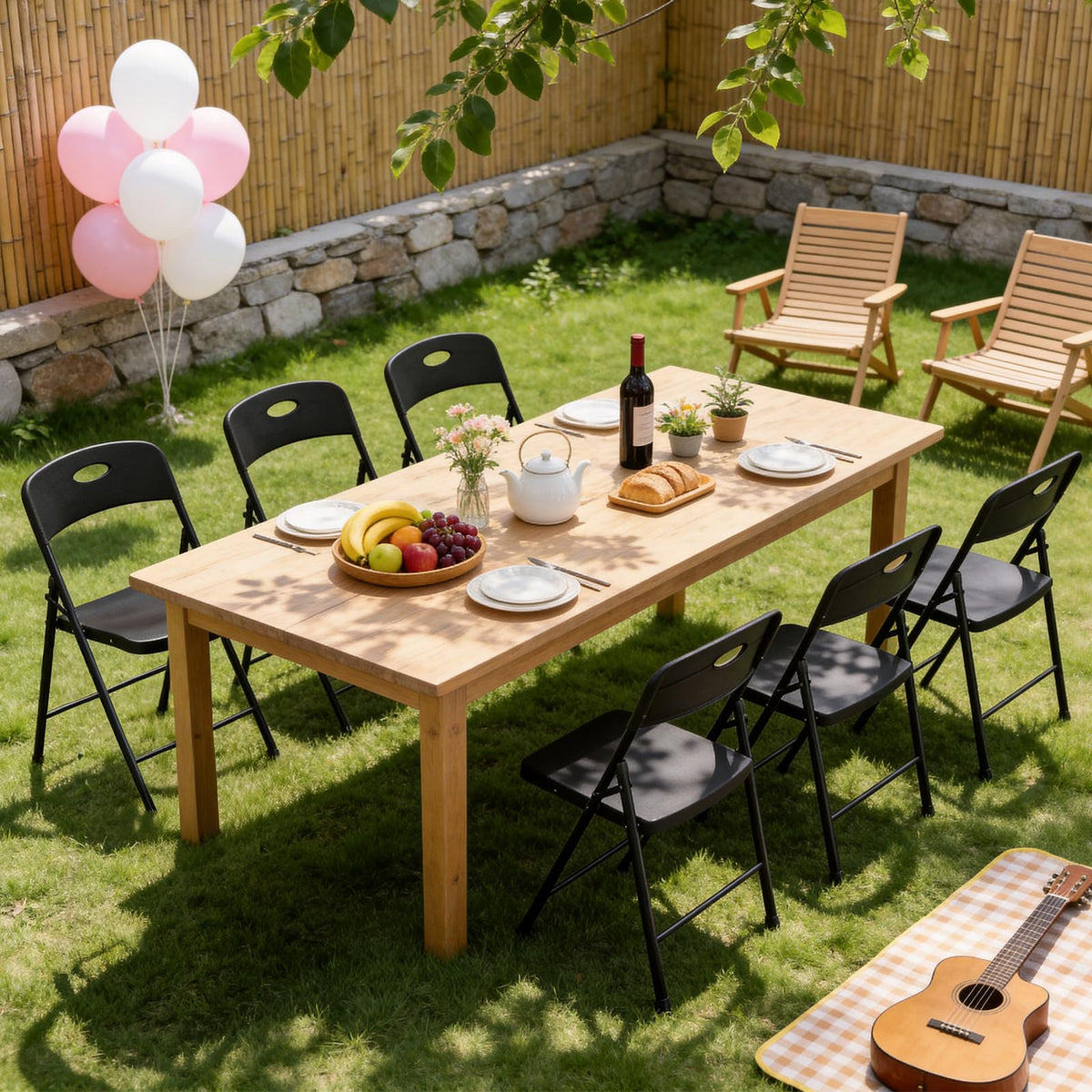 Black 6 Pack Plastic Metal Folding Chairs F484