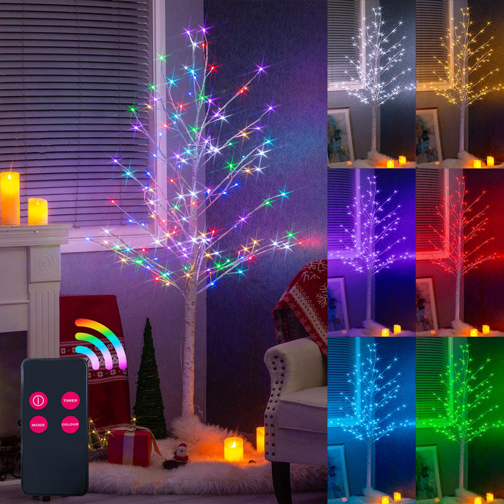 Multicolor Lighted Birch Tree 6FT R2082
