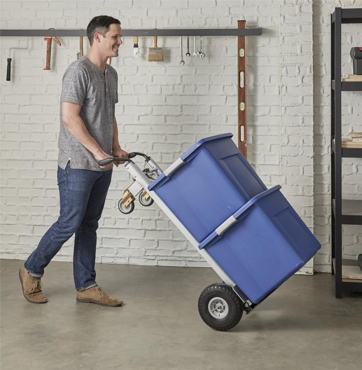 3-in-1 Folding Hand Truck Cart with Flat-Free Wheels Y824