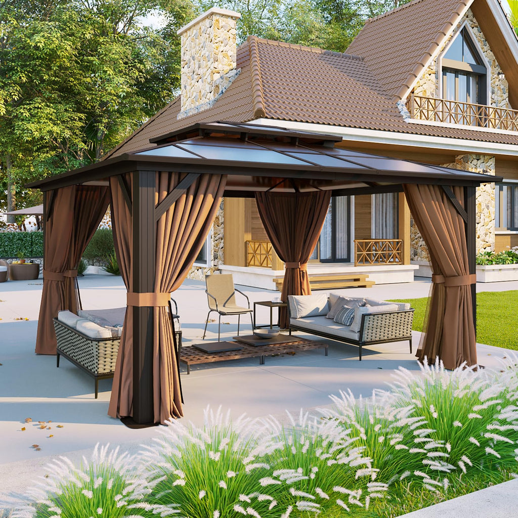 12'x10' Hardtop Gazebo with Polycarbonate Double Roof K844