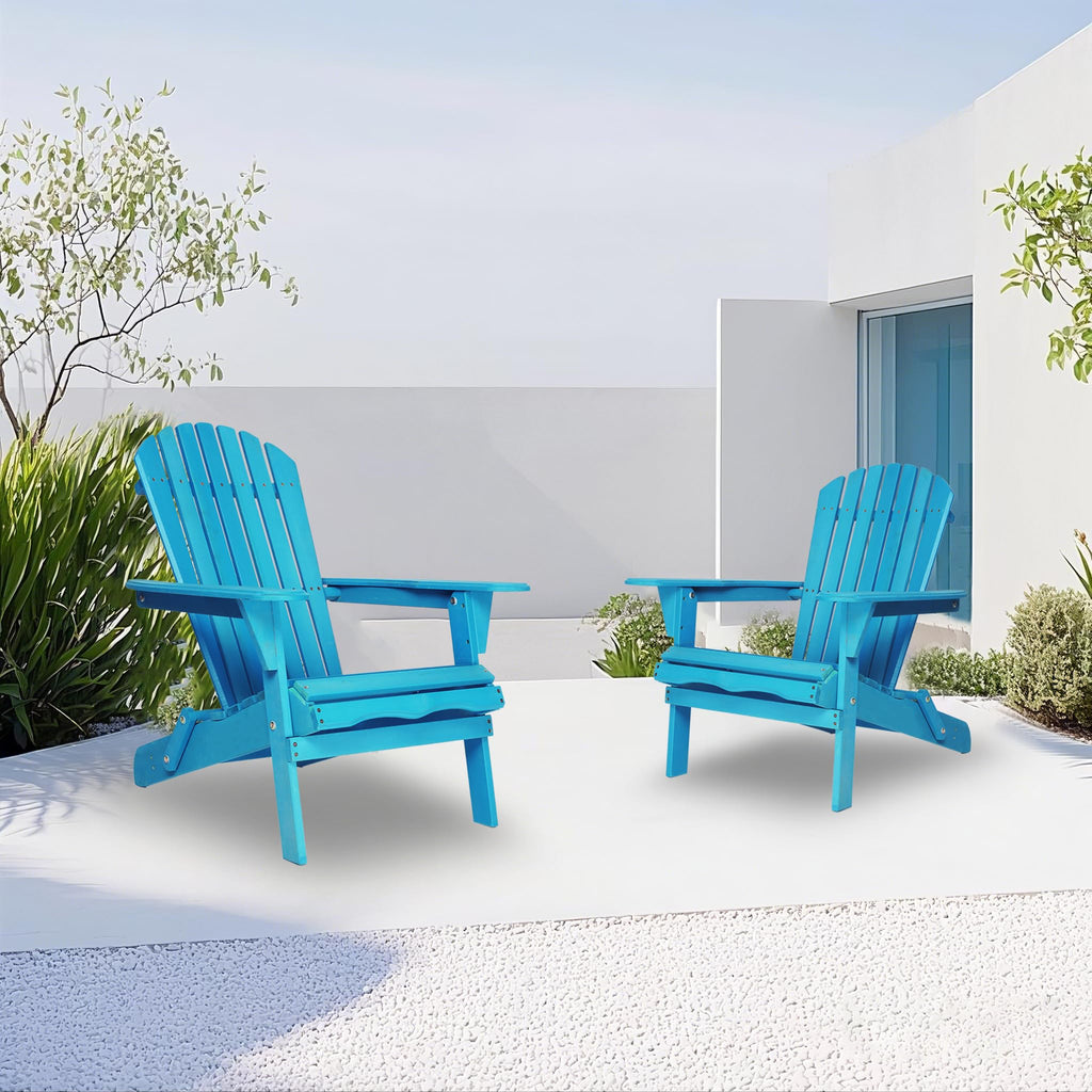 Wooden Folding Adirondack Chair Set of 2 Solid Cedar X95670