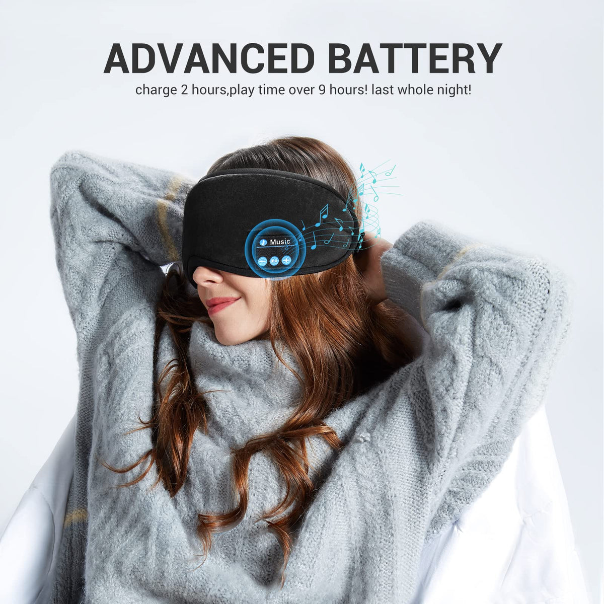 Bluetooth Sleep Headphones Eye Mask with Speakers and Microphone L3858