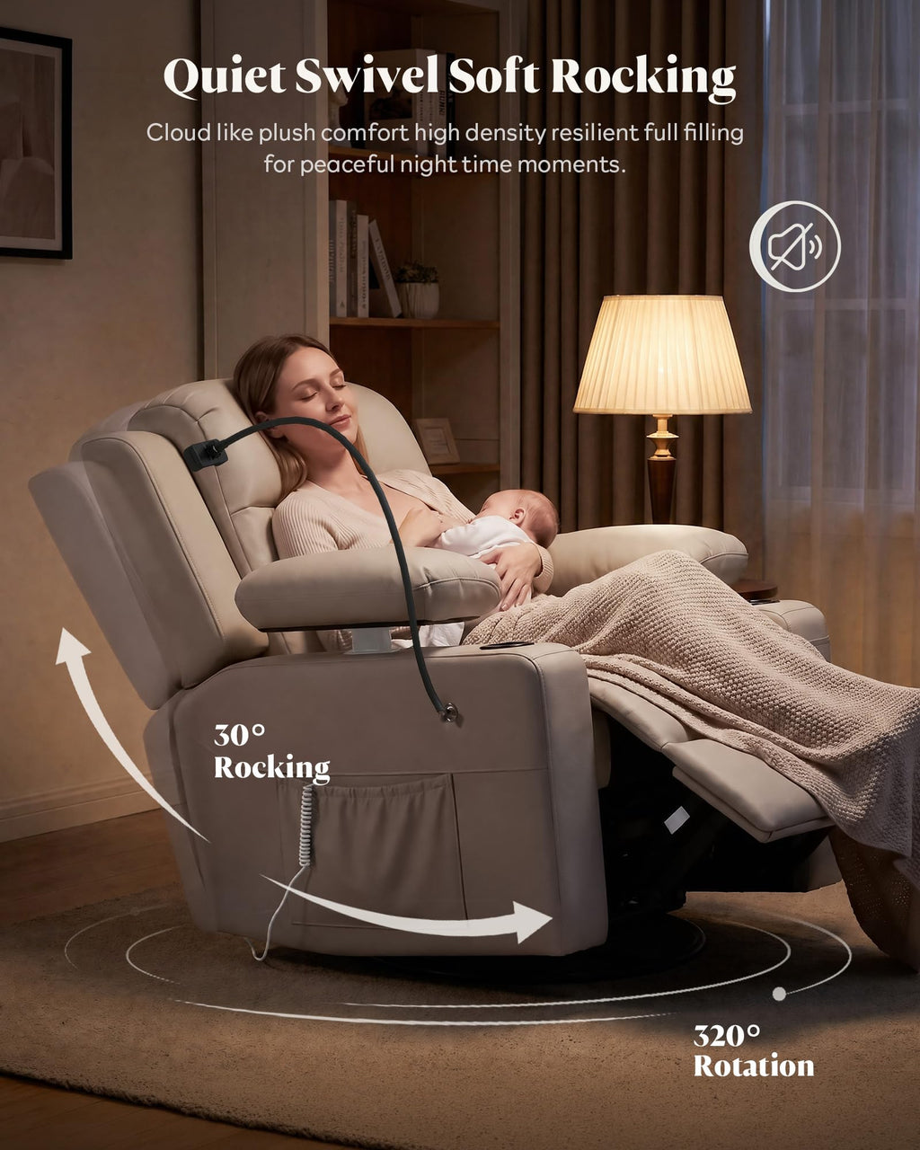 Power Swivel Recliner Chair with Motorized Adjustable Armrests X8493