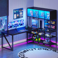 63" L Shaped Gaming Desk with Display Hutch S3140