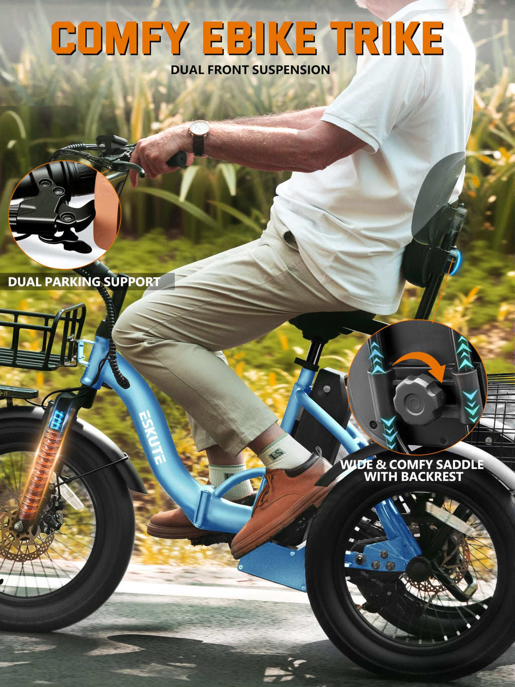 Folding 1200W Fat Tire Electric Trike with Removable Battery L691