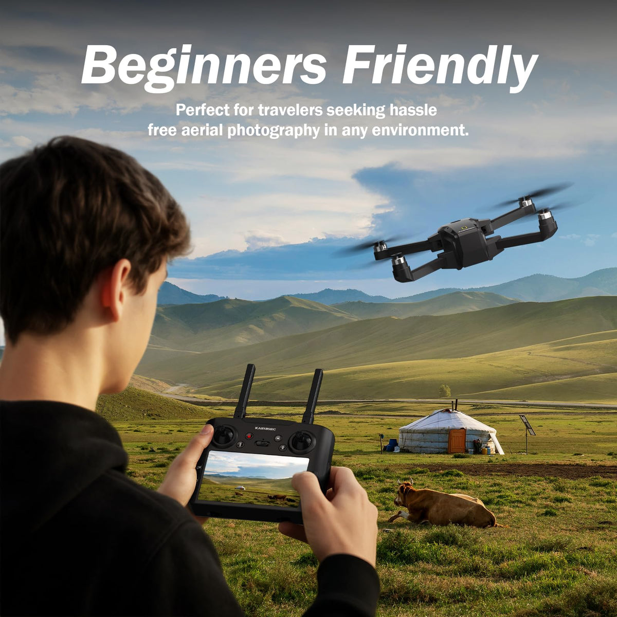 FPV Drone with EIS Camera, 4.5 Inch LCD Screen, Foldable Quadcopter Under 249g G196