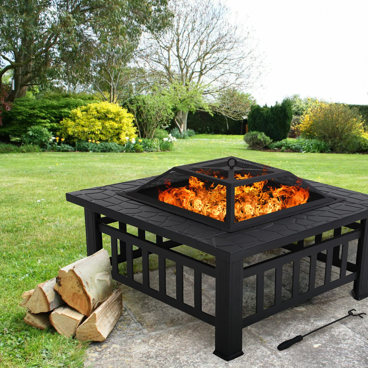 32 in Square Smokeless Fire Pit Table Z34040