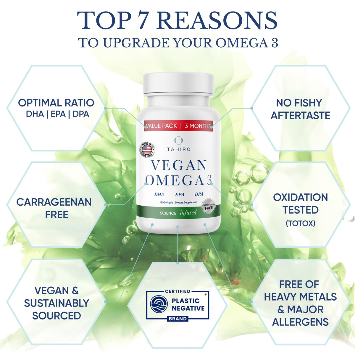 Vegan Omega-3 Softgels with DPA, DHA & EPA, 1000mg Y824