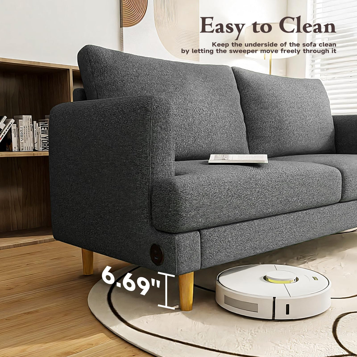 Dark Gray Upholstered 70" Loveseat Sofa B57902