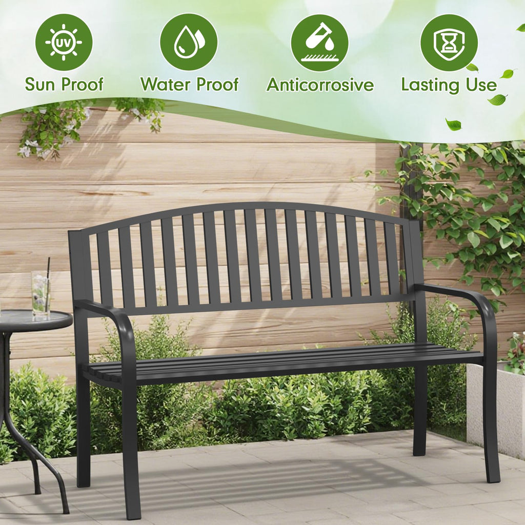 50" Weatherproof Metal Outdoor Bench C934