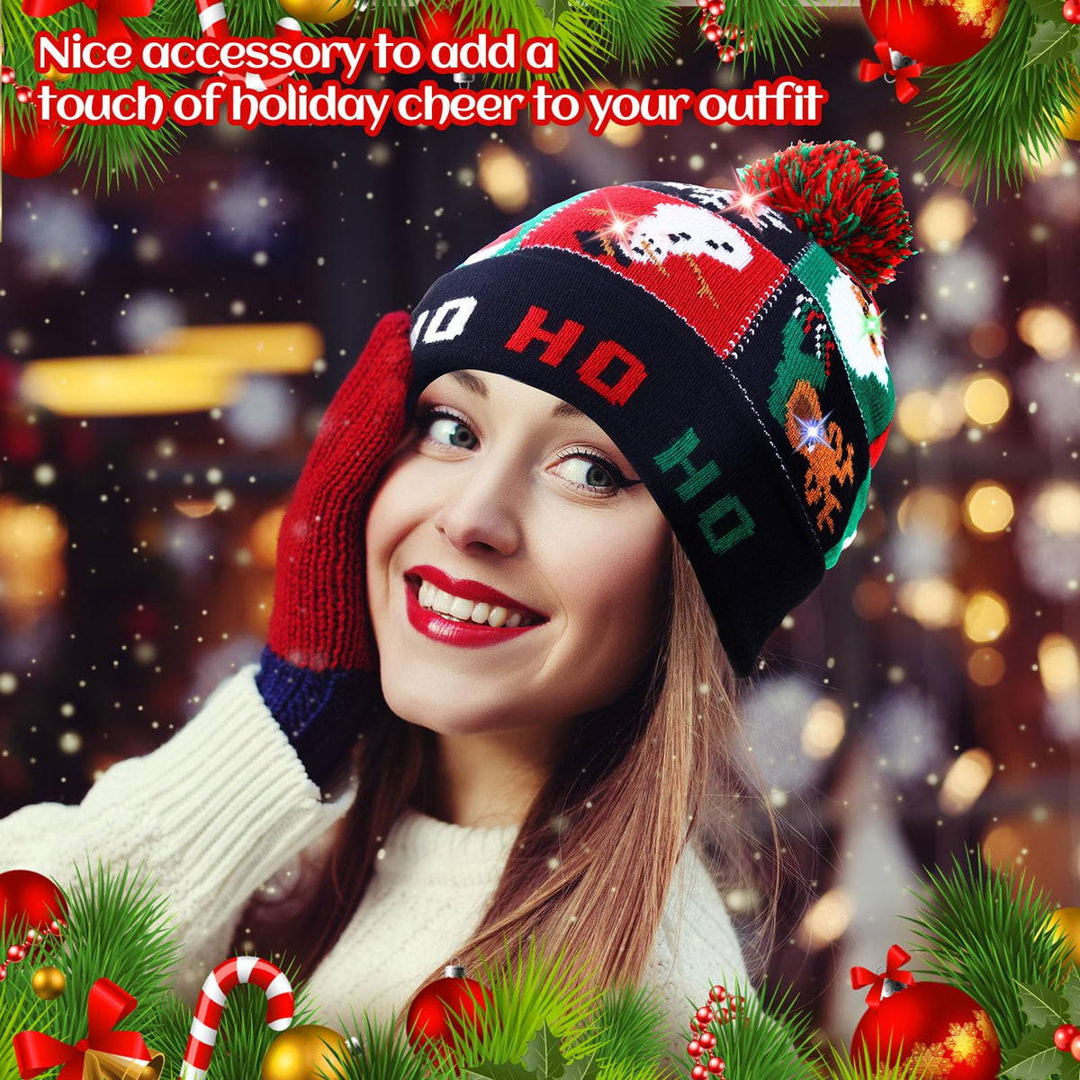 Light Up Christmas Hats Bulk LED Beanies R206