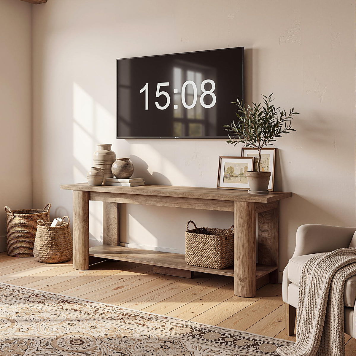 65 Inch Rustic Brown TV Stand U921613