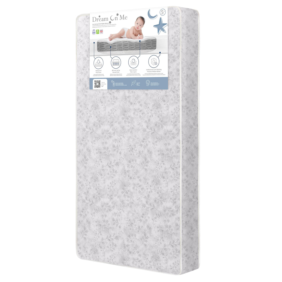 Baby Crib Mattress, Reversible, Waterproof Cover, 52" x 28" x 5" D610806