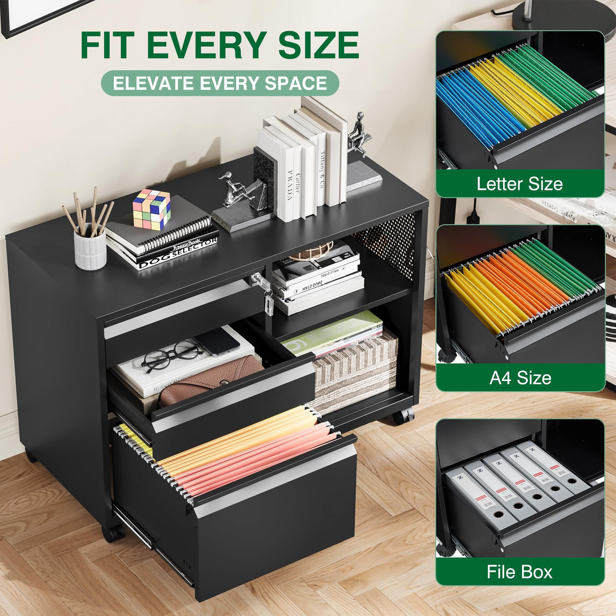 3 Drawer Metal File Cabinet with Lock and Shelves R314561
