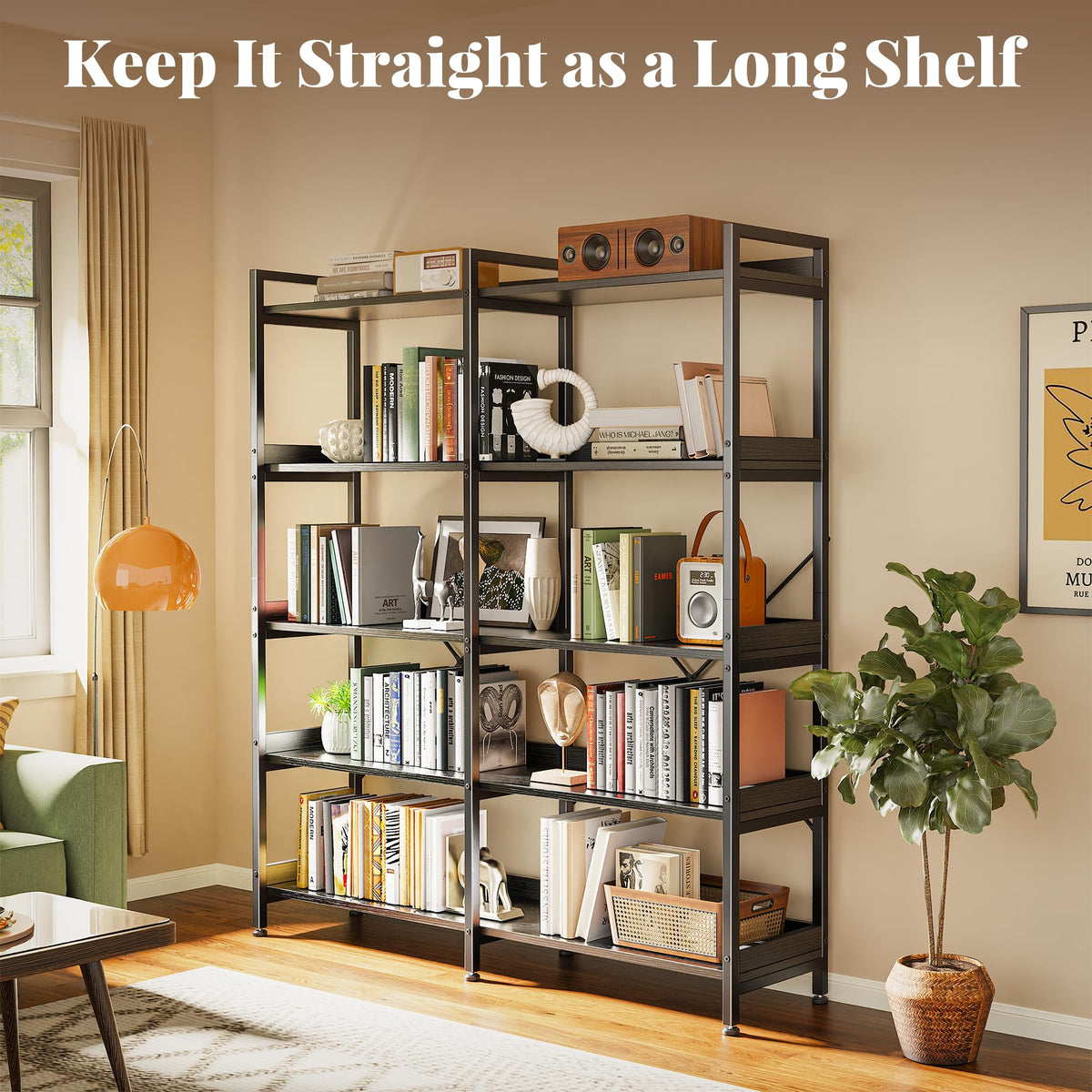 5 Tier Bookshelf with 10 Open Shelves U50430