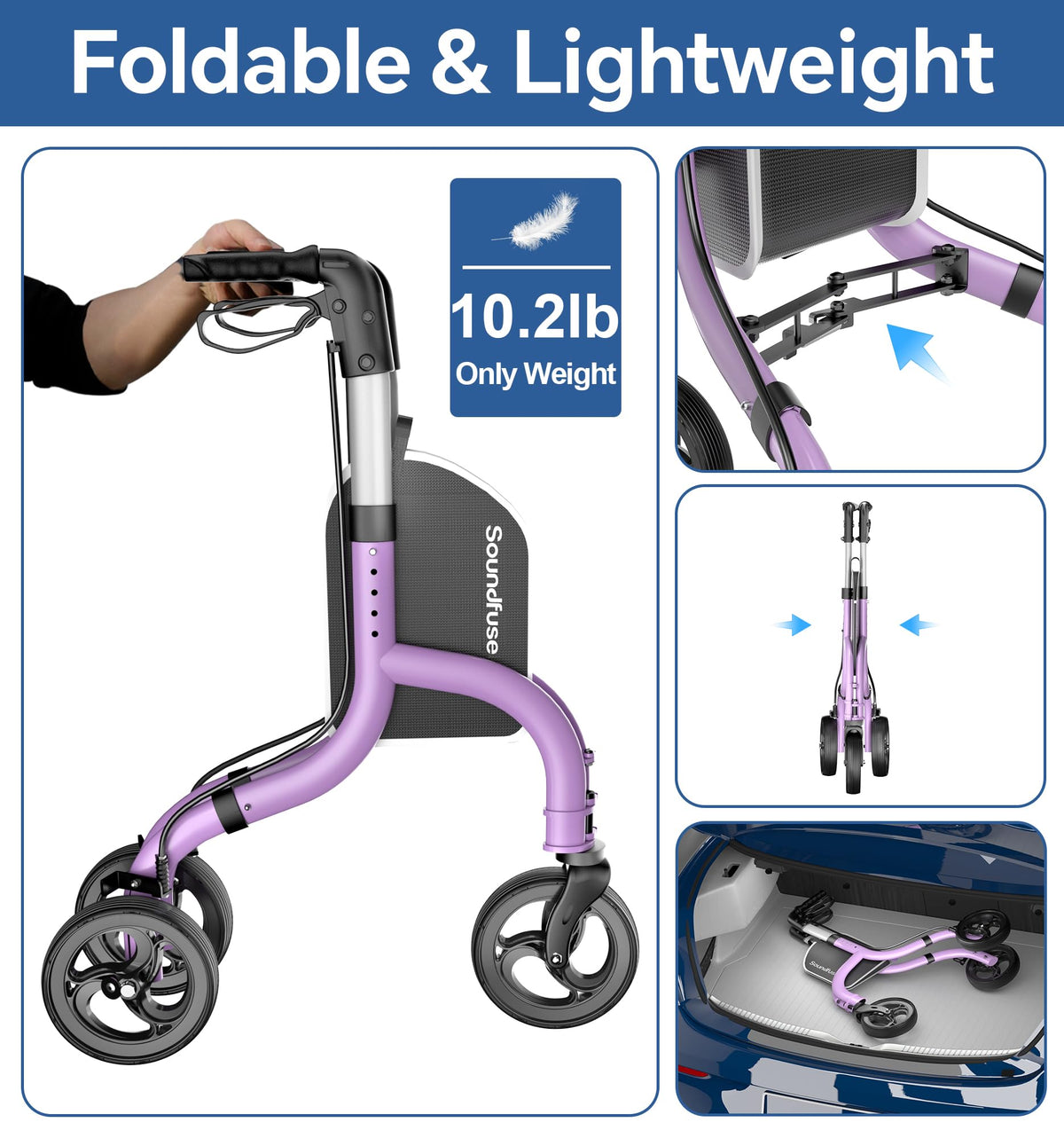 Lightweight Foldable Aluminum 3 Wheel Walkers Z2511
