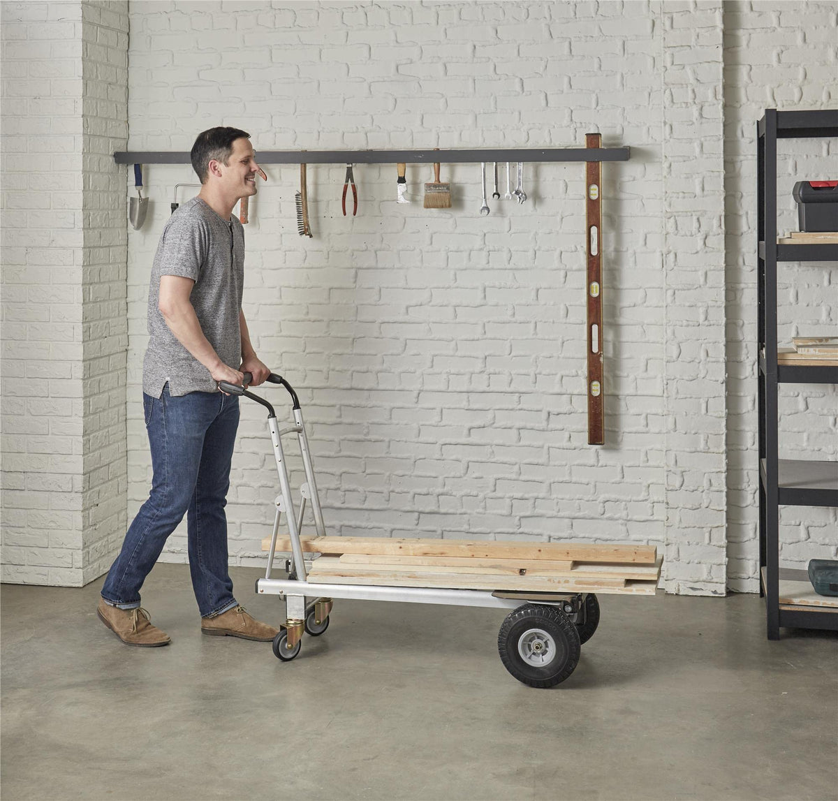 3-in-1 Folding Hand Truck Cart with Flat-Free Wheels Y824