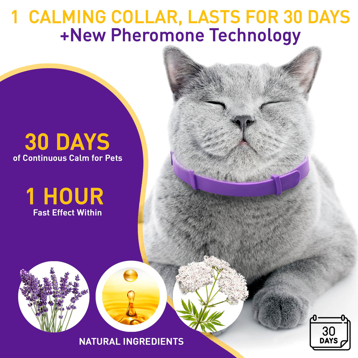 4 Pack Adjustable Water Resistant Calming Collar for Cats B190