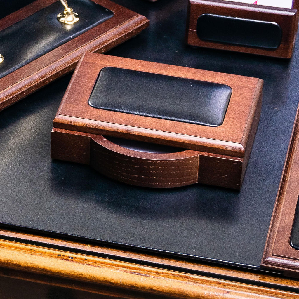 7 Piece Walnut Black Leather Desk Set B58143