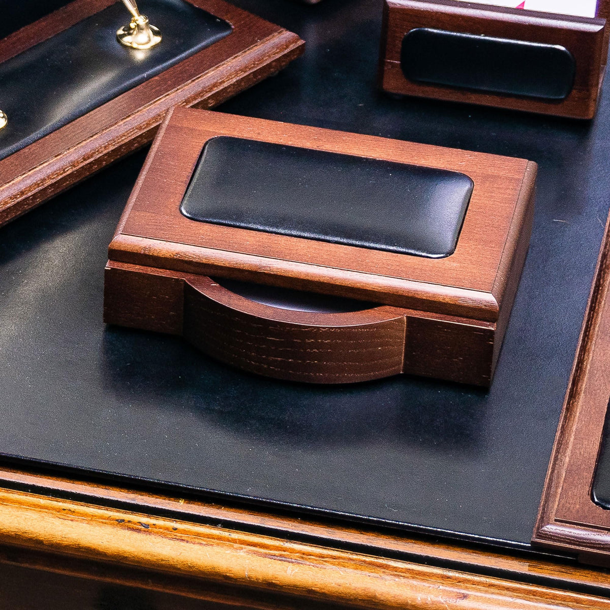 7 Piece Walnut Black Leather Desk Set B58143