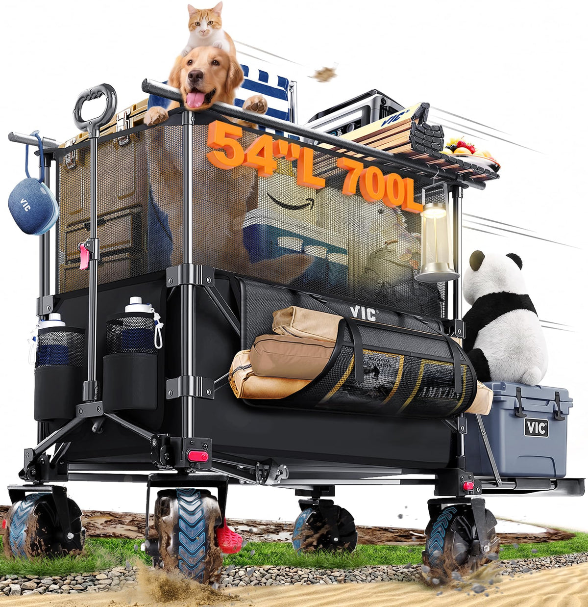 700L Double Tabletop Wagon with Big Wheel O923377
