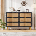 Black Rattan 6 Drawer Dresser R432