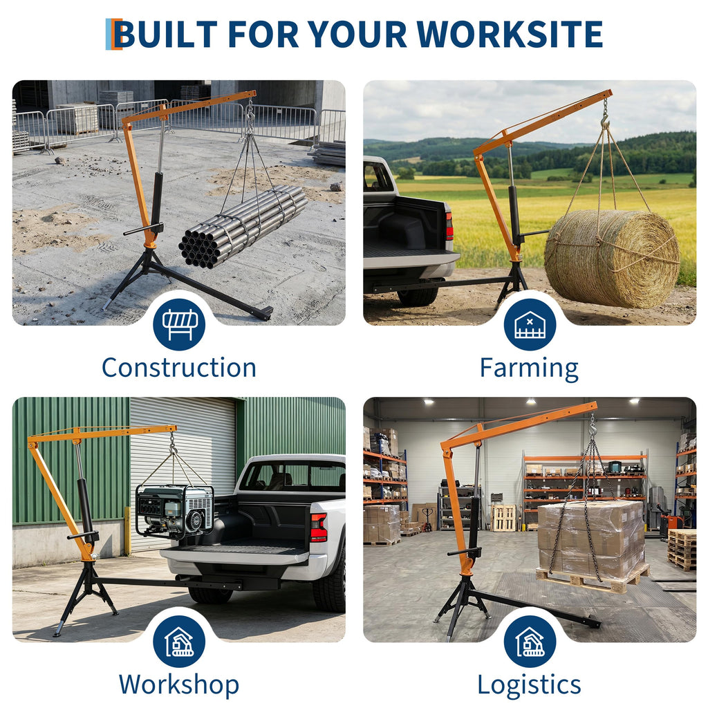 Hydraulic Pickup Truck Crane, 1000 Lbs Hitch Mount with 360° Swivel & Adjustable Boom Q25233