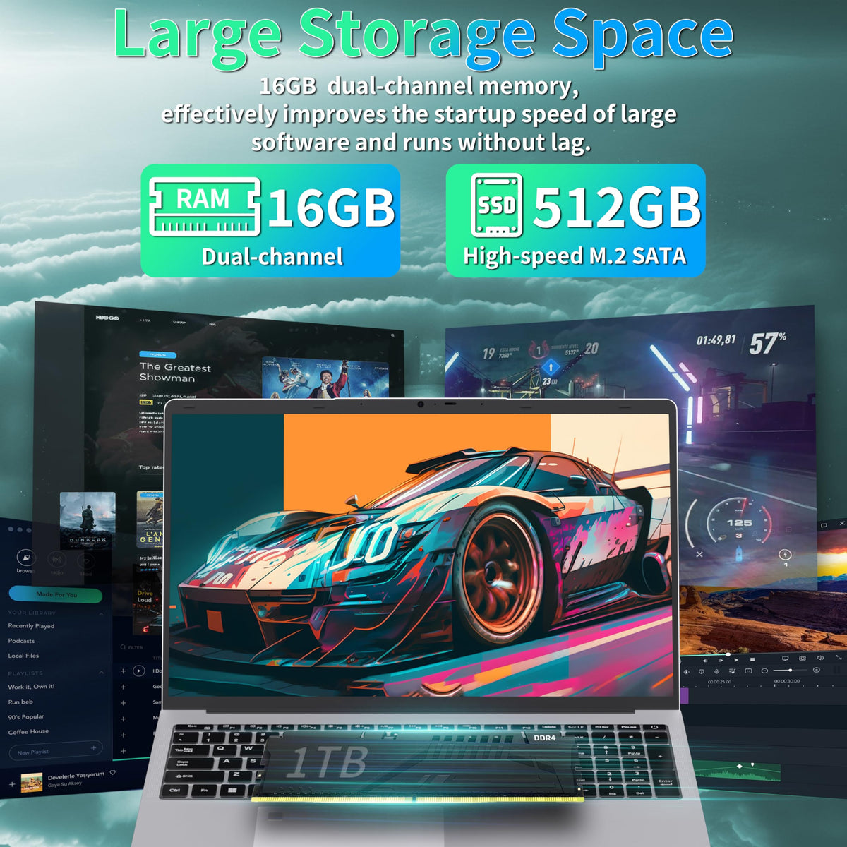 17.3" FHD IPS Business Laptop Computer, Silver V562726
