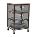3 Drawer Rolling Storage Organizer with Wood Top N2499
